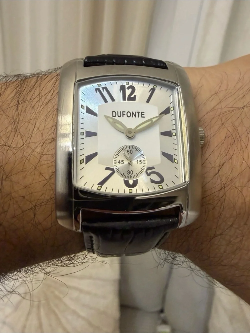 Vintage Dufonte by Lucien Piccard Men's Watch 83029SLB Tonneau Quartz 34-44mm